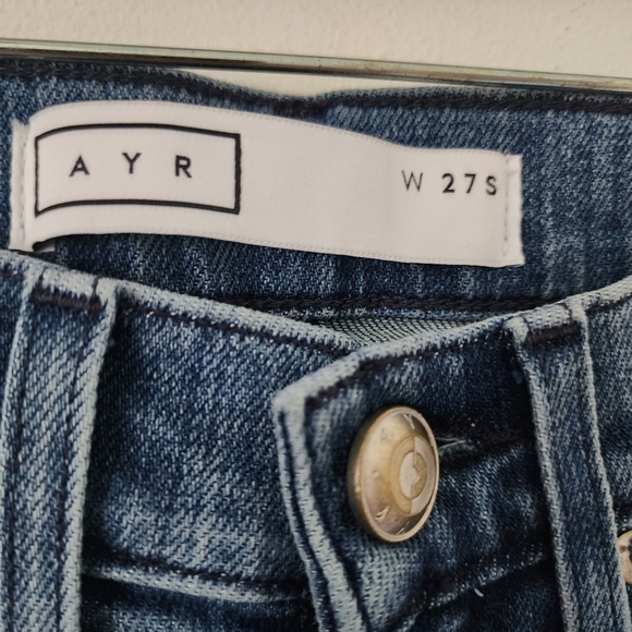 AYR The Bomb Pop High-Rise Cropped Flare Jeans Raw Hem Denim Size 27 - Picture 14 of 16